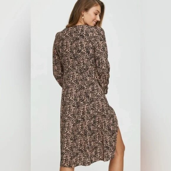 Aritzia Wilfred Gallery Dress in Almond Black Leopard Print Size Small - Picture 4 of 12